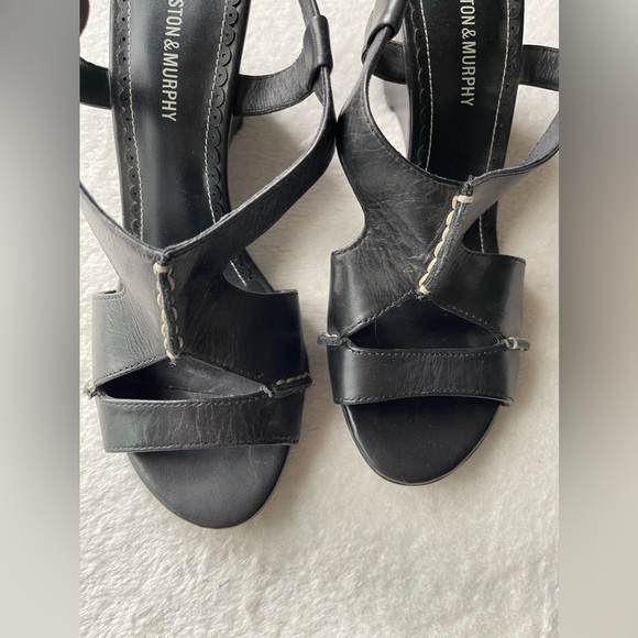 Johnston & Murphy Black Leather Wedges Size 7.5 - Picture 2 of 8